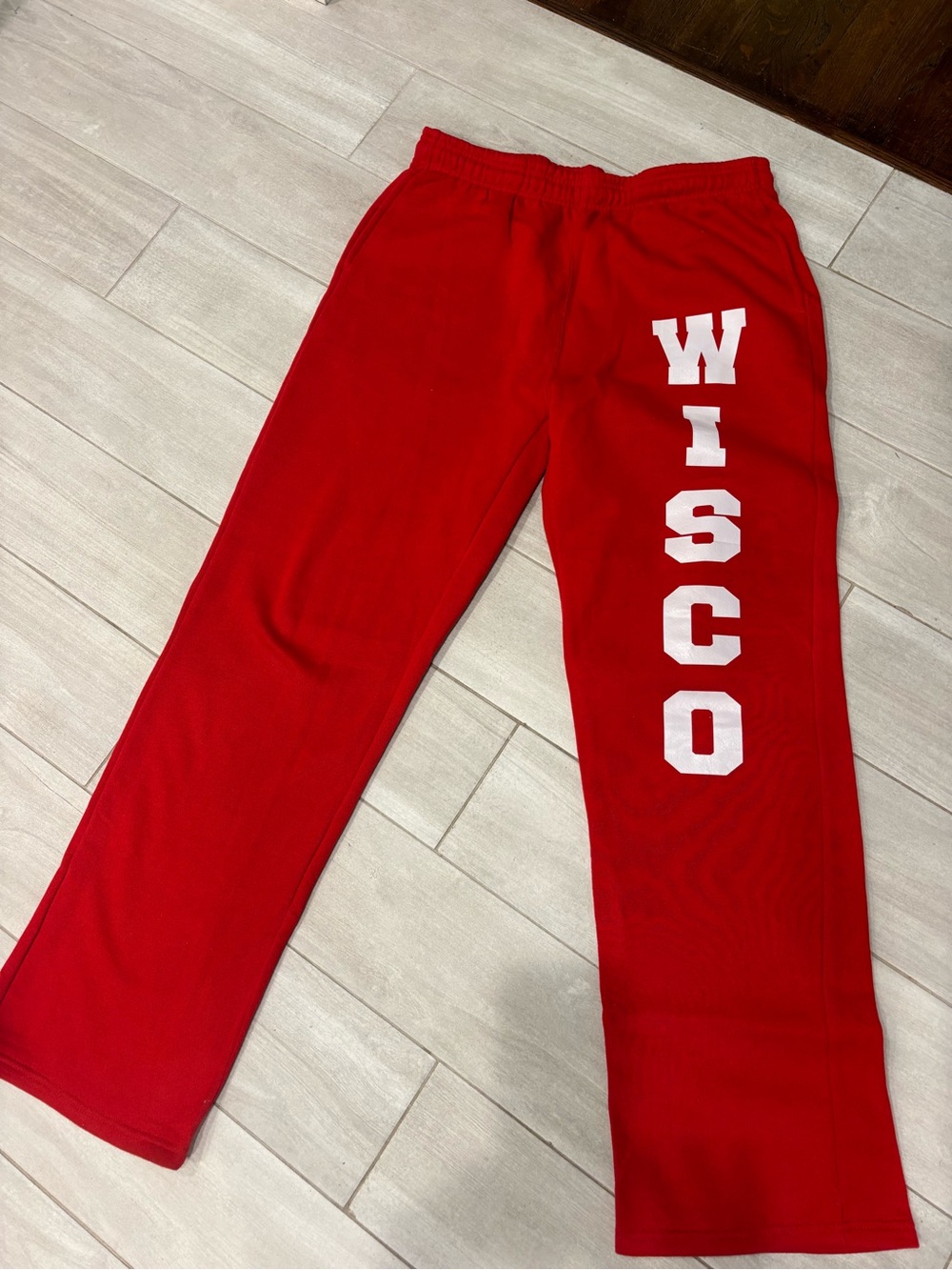 Soffe Red Sweatpants Wisconsin with White WISCO Lettering